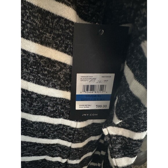 NWT Jones New York Black White Striped Tunic Hoodie Dress Pocket Woman’s Sz XL - Picture 8 of 10